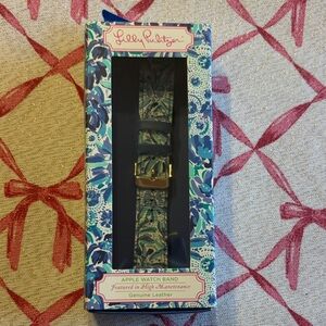 Lilly Pulitzer Floral Blue & Green Apple Watch Band with Gold Buckle